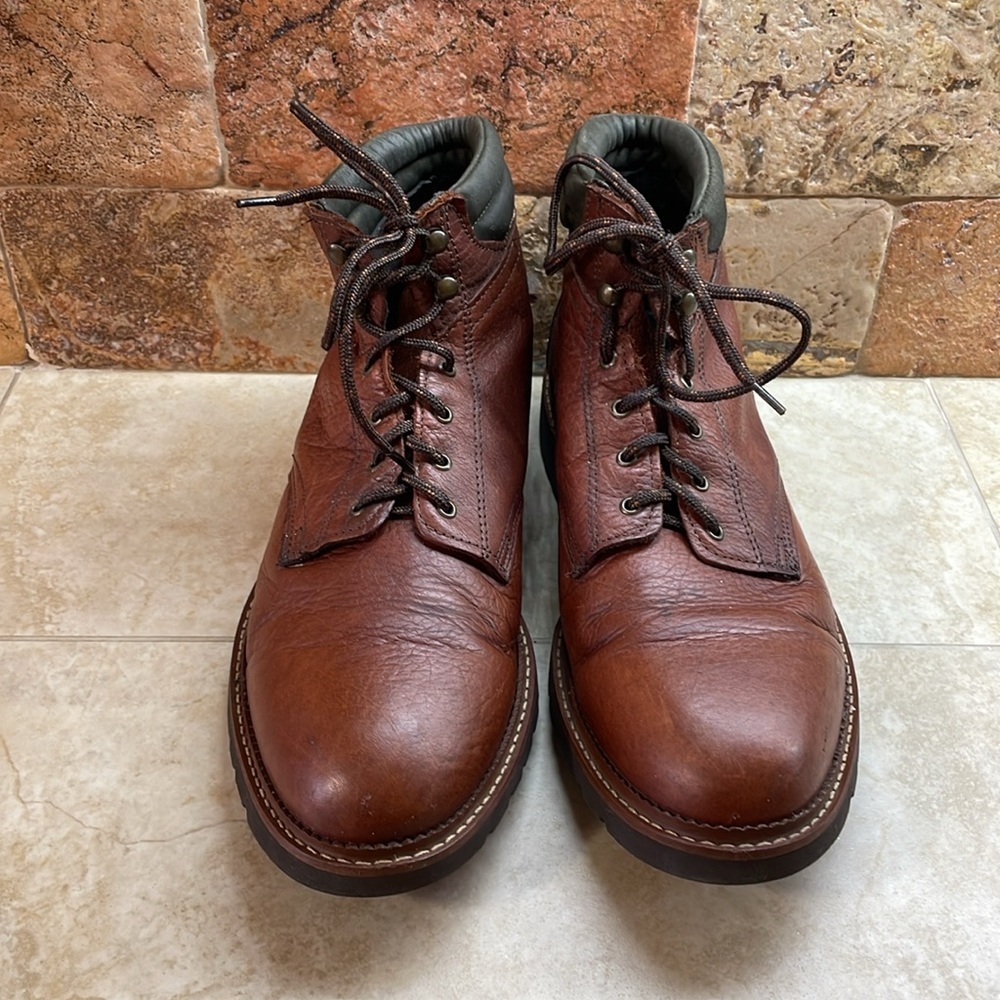 Genuine Leather Men’s Boots Lace Up Gumlite Vibram Made In USA Brown 10M - Picture 4 of 16